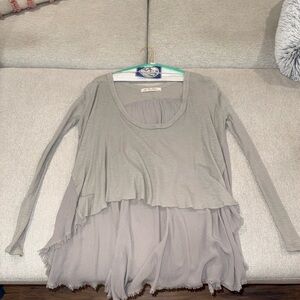 We The Free Layered Gray Long Sleeve Top